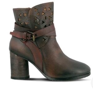Spring Step L’Artiste | Madonna Brown Leather Ankle Booties Sz 42/10.5 -11